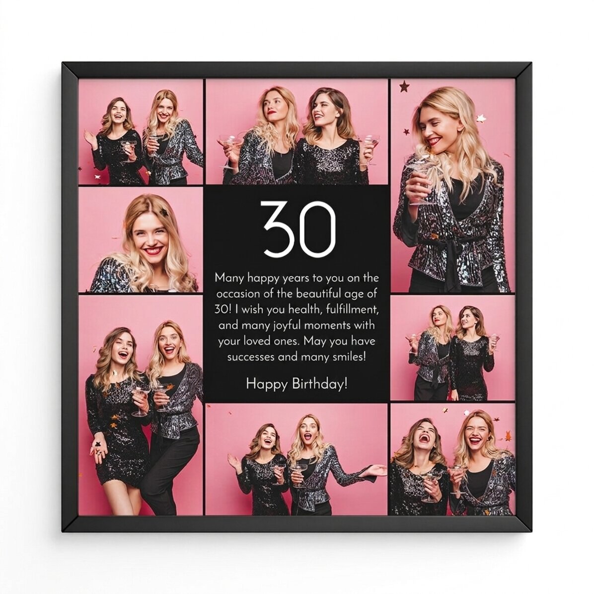 Personalised canvas with 8 photos and text - Happy Birthday
