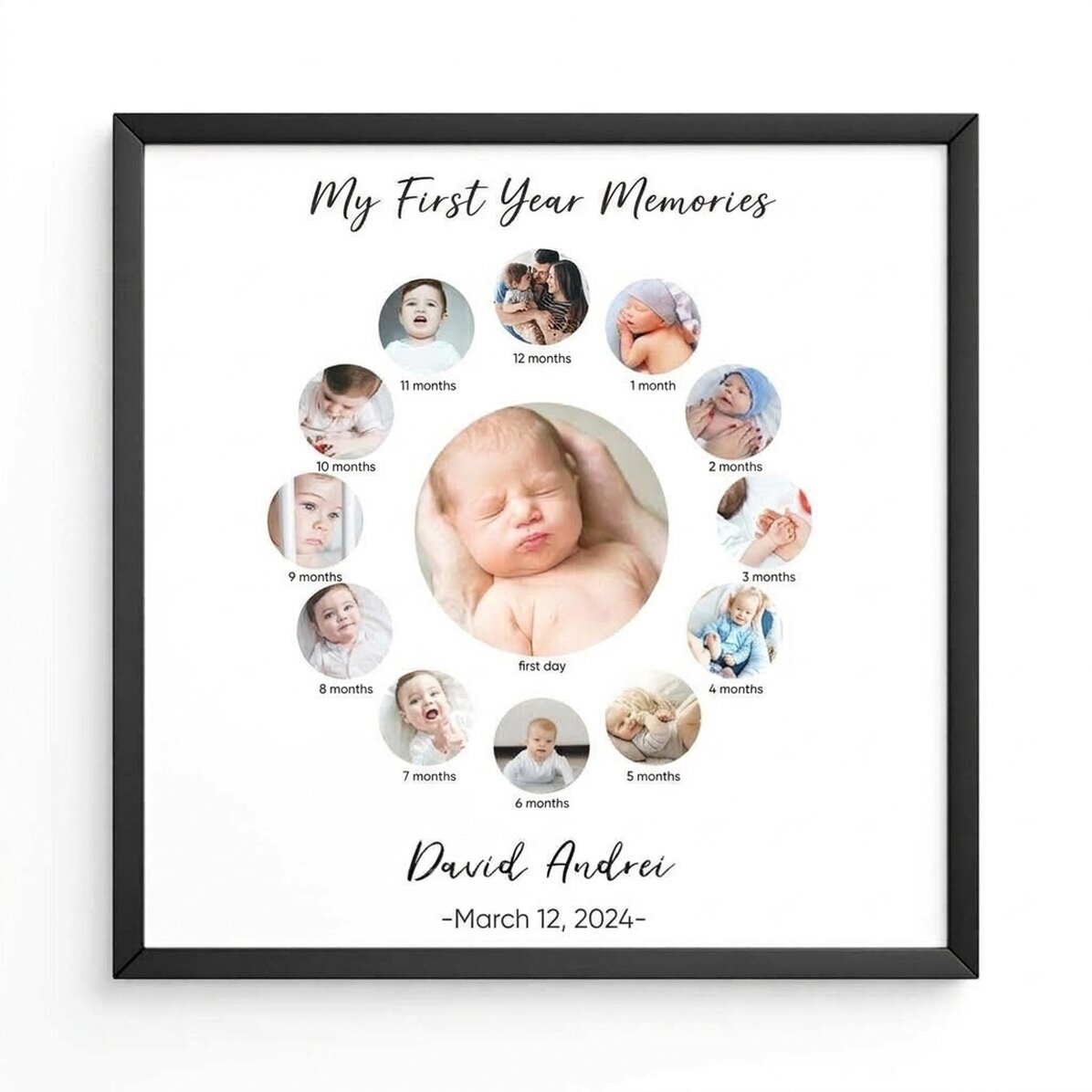 Personalised canvas with 13 photos and text - A year of happiness