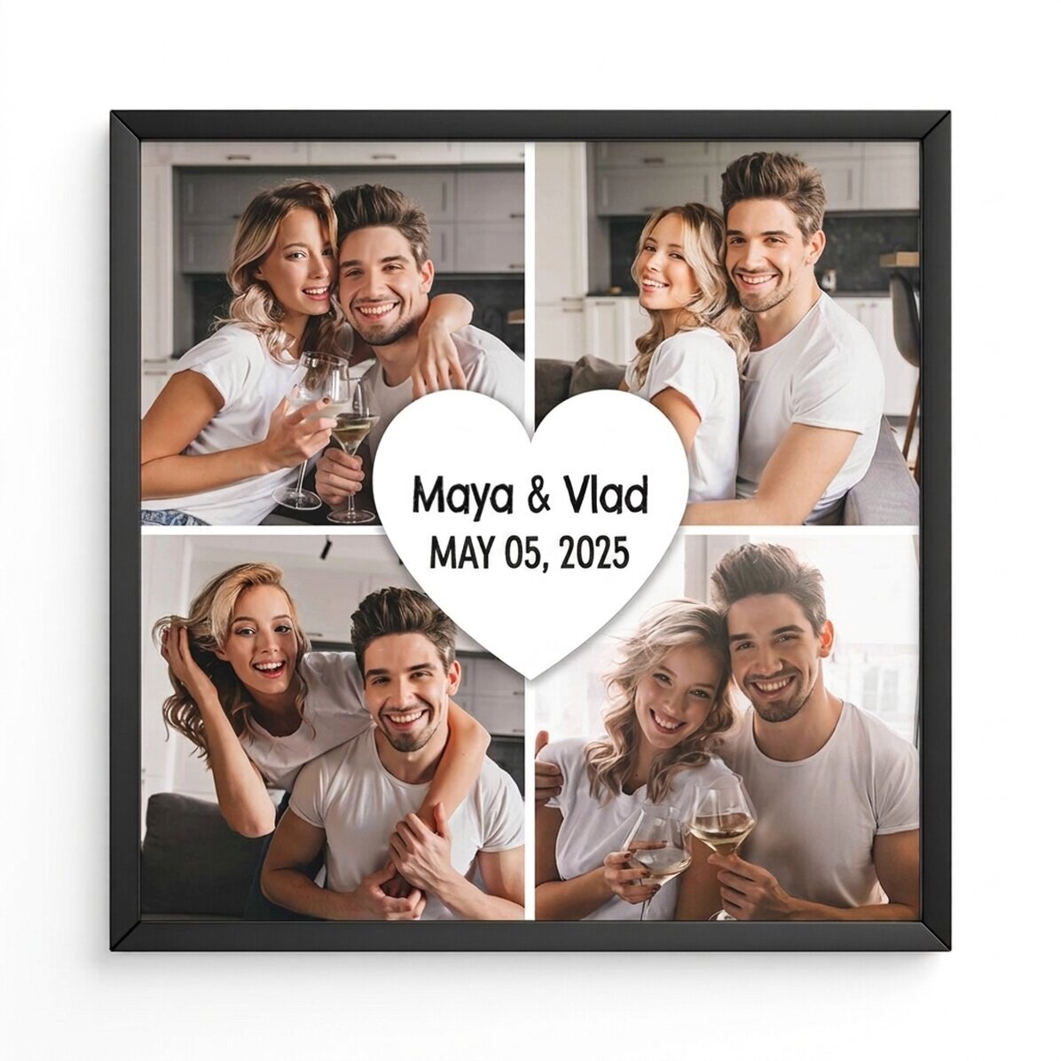 Personalised canvas with 4 photos and text - Love