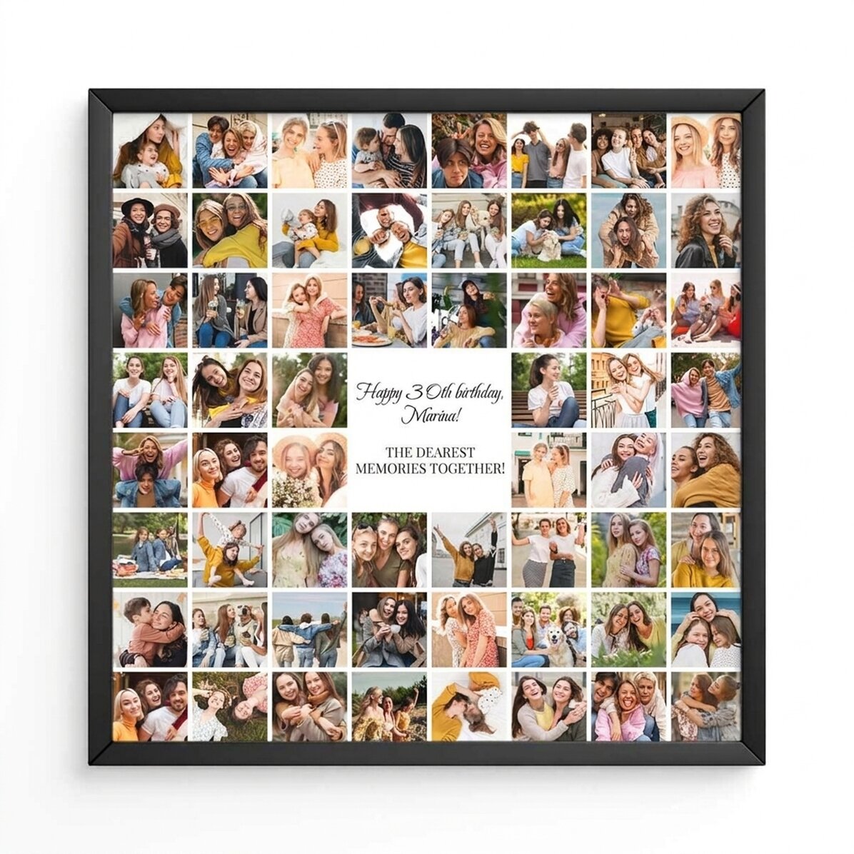 Personalised canvas with 60 photos and message