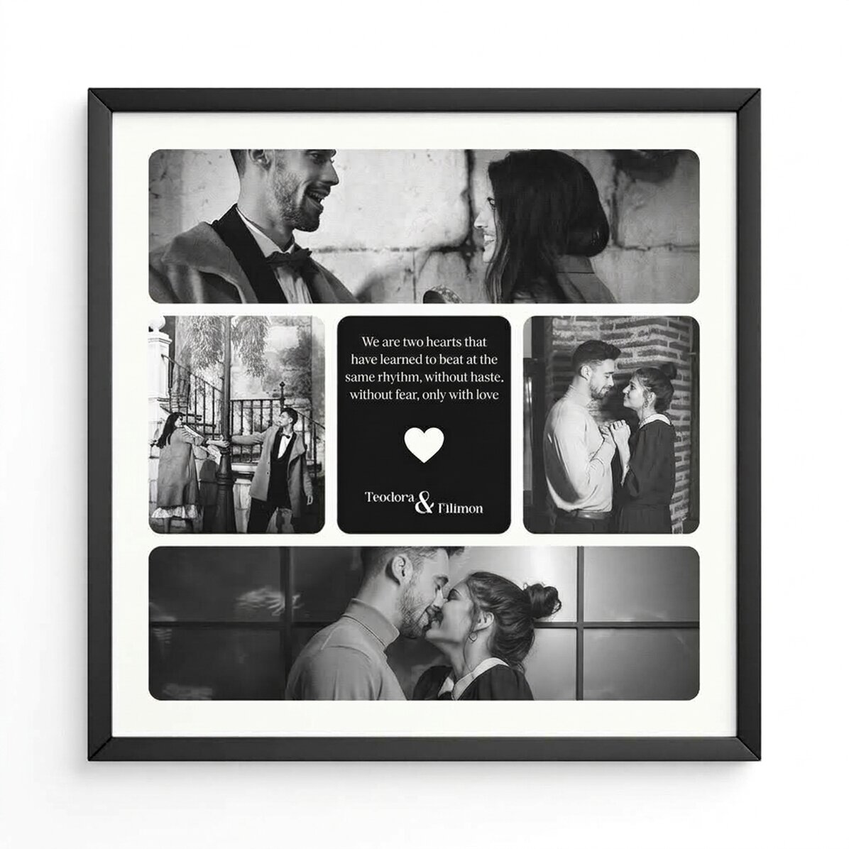 Personalised canvas with 4 photos and text - Pure love