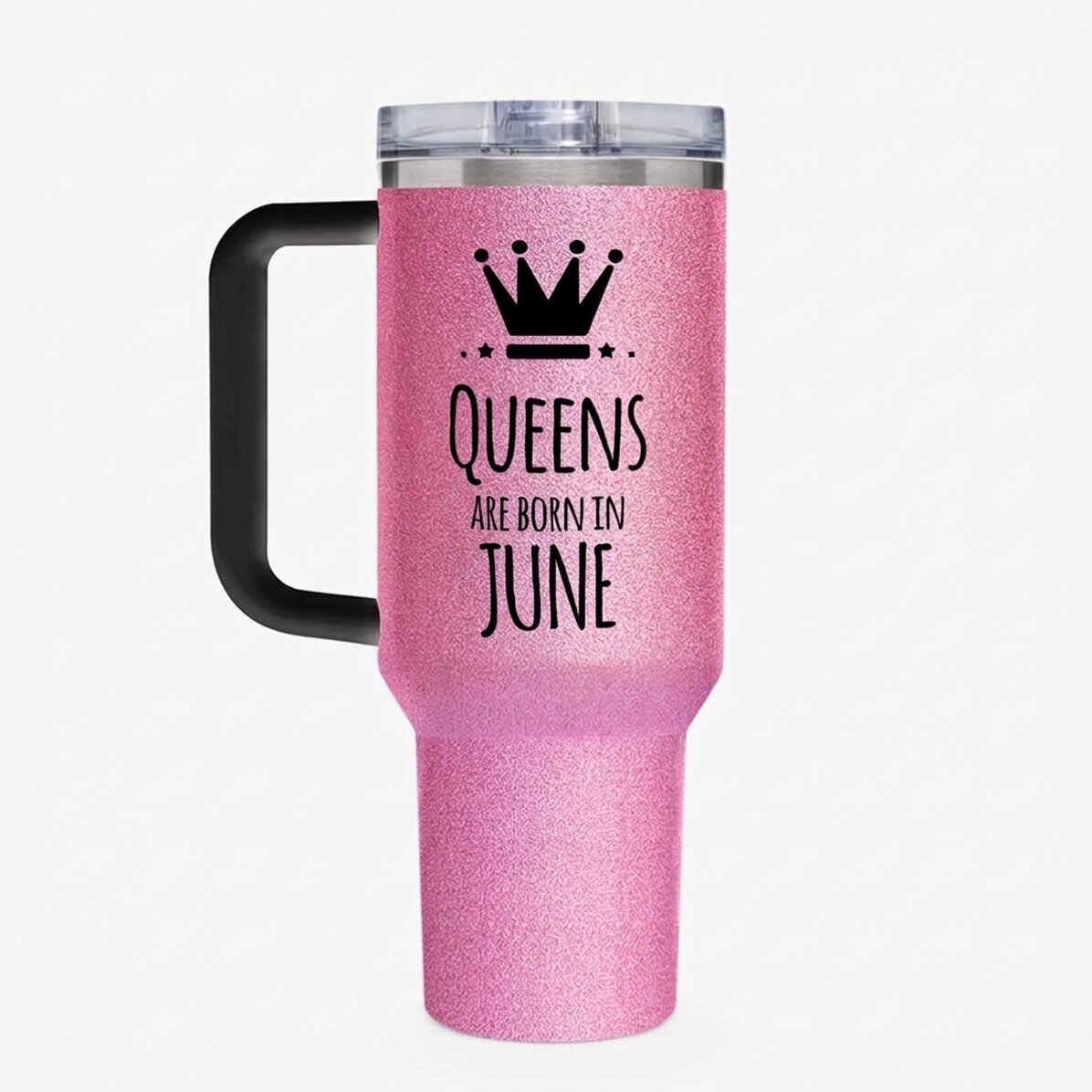 Thermos mug with handle and straw, personalised with text - Queens