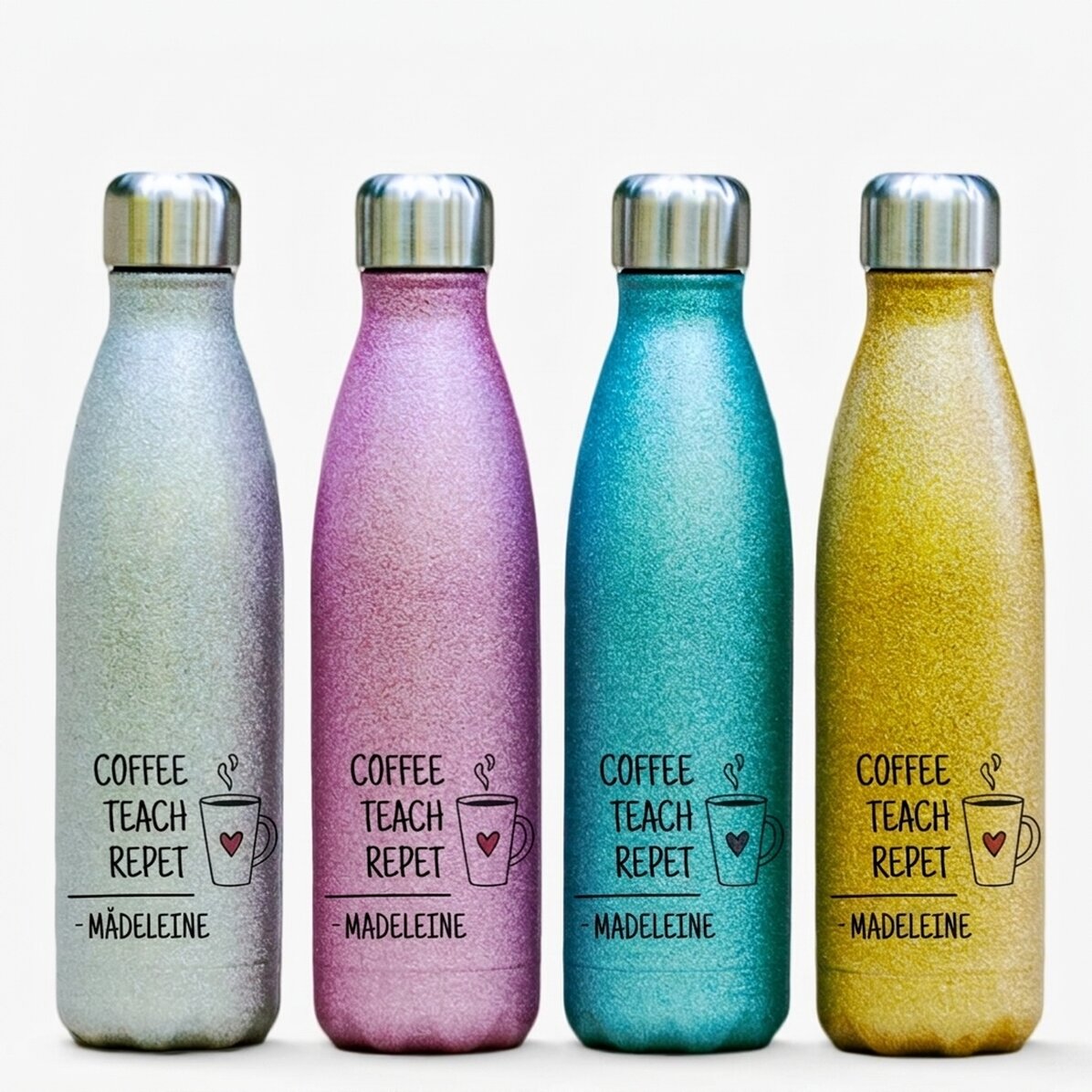 Personalised glitter thermos with text - Coffee