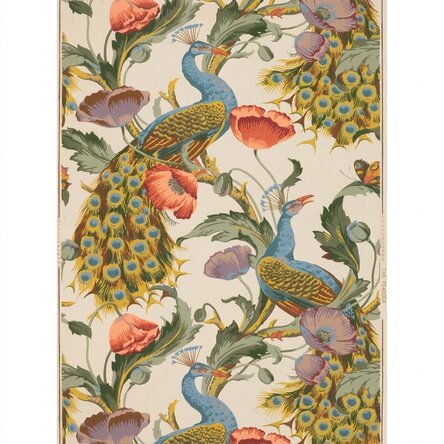 Vintage Peacocks and Poppies Poster