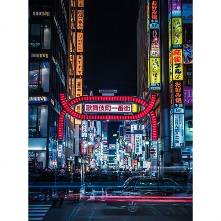 Poster Illuminated street in Tokyo, Japan