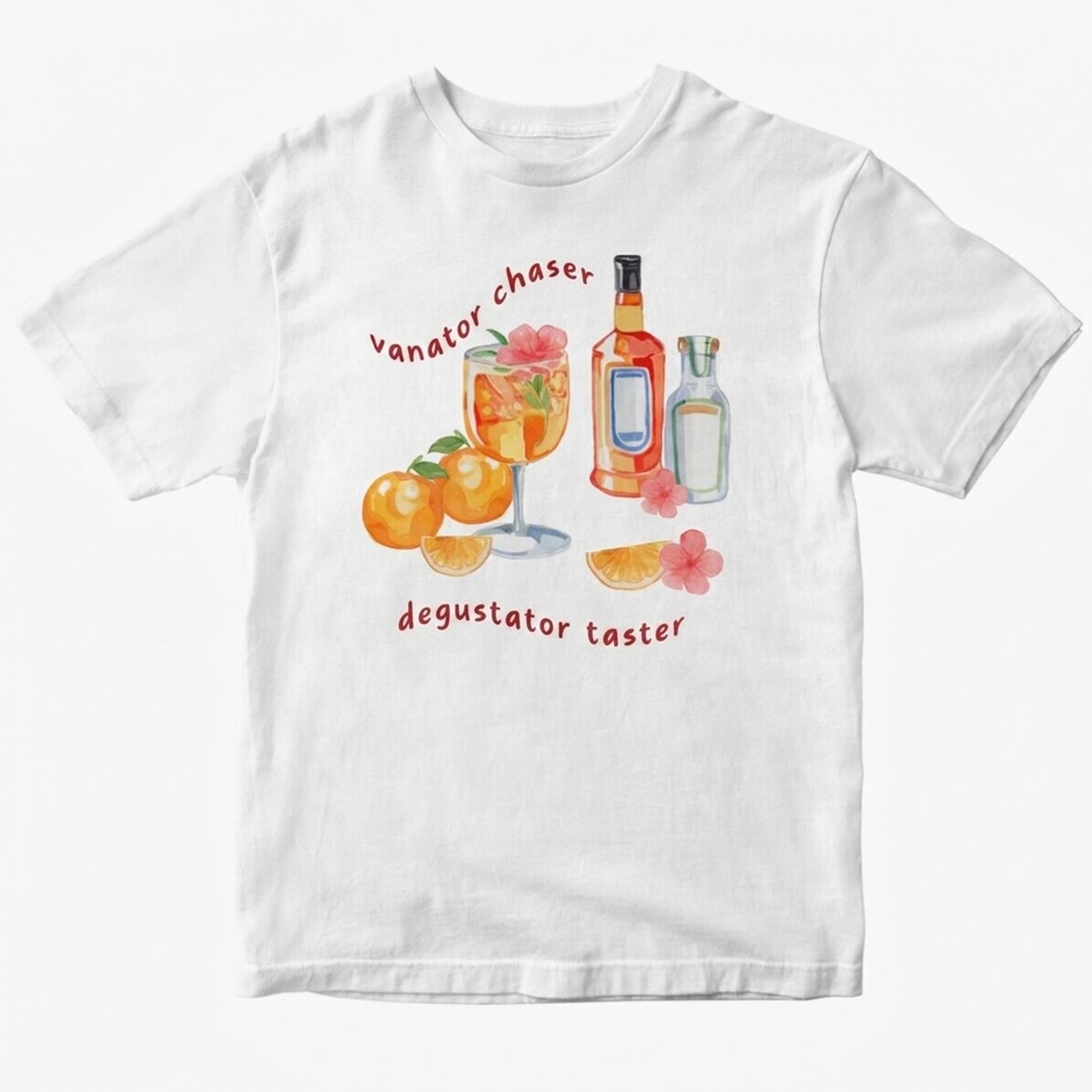 Custom cotton T-shirt with text - Sunset & cocktails