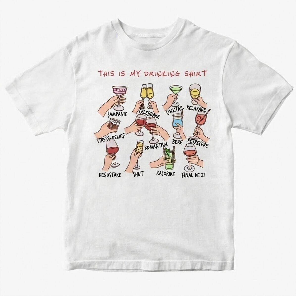 Customised cotton T-shirt with text - My drinking shirt