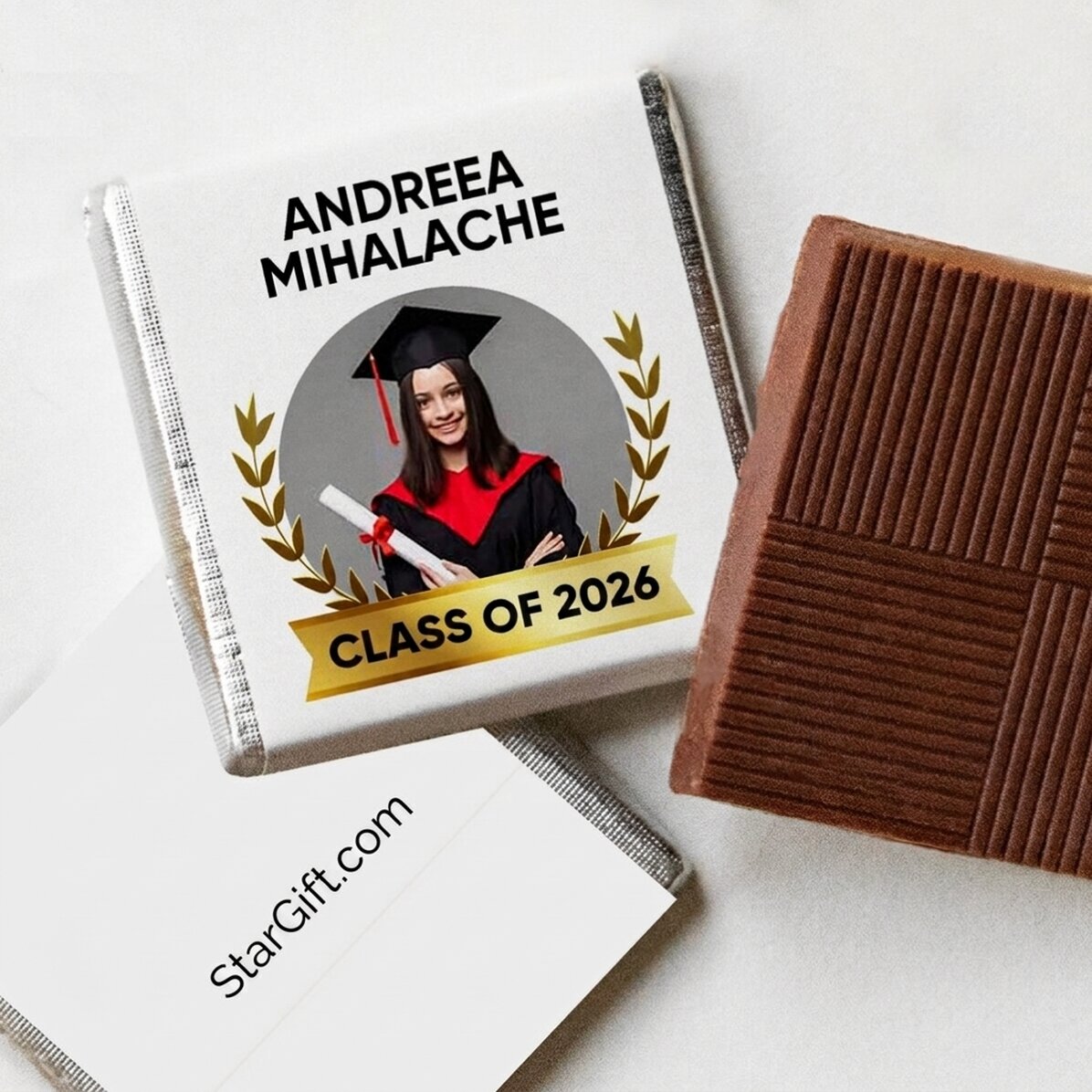 Mini chocolate personalised with text and photo or logo - Graduation
