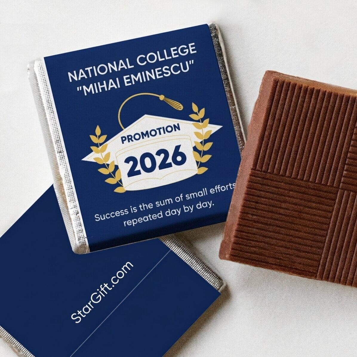 Personalised mini chocolate with graduation message