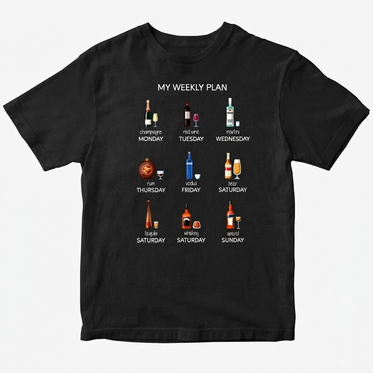 Custom cotton T-shirt with text - My weekly plan