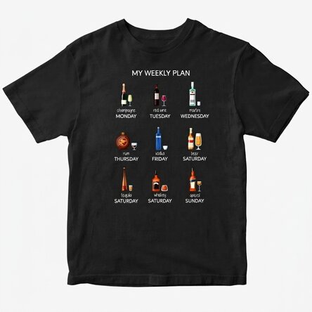 Custom cotton T-shirt with text - My weekly plan