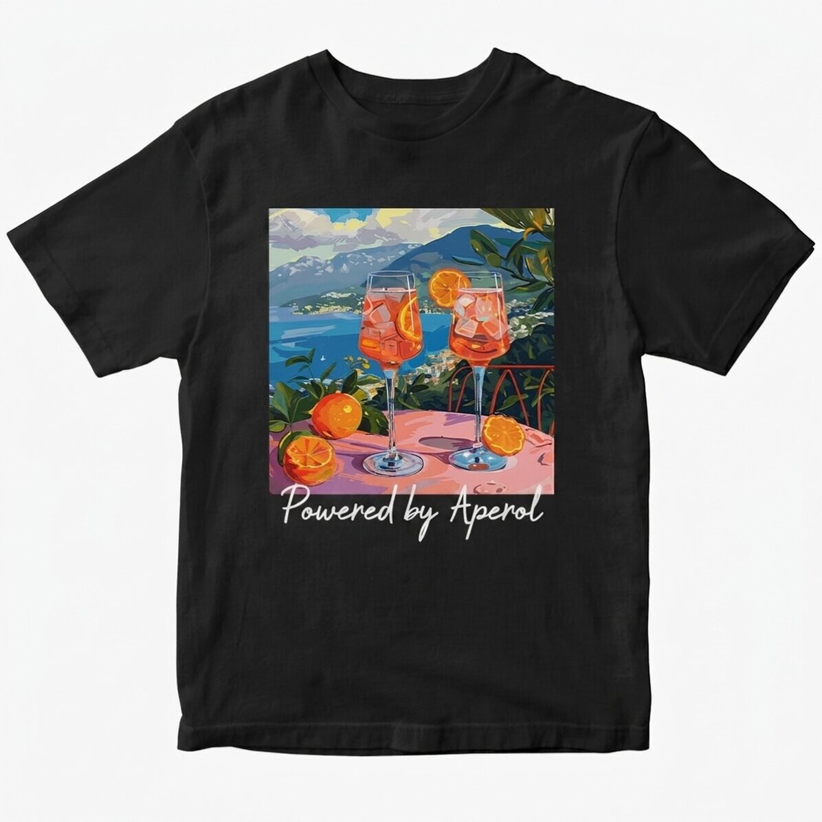 Custom cotton T-shirt with text - Fueled by Aperol