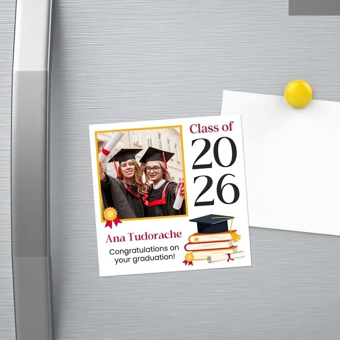 Personalised 10x10 magnet with photo and message - Graduation