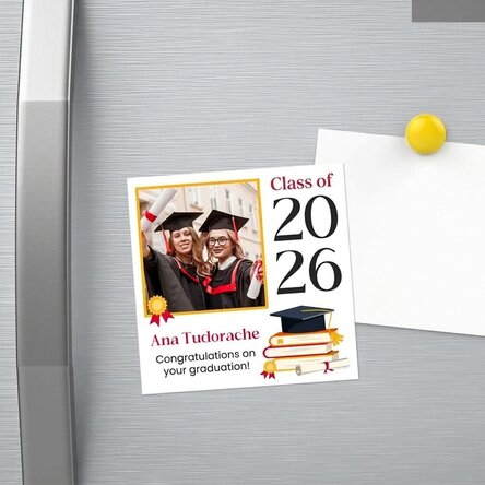 Personalised 10x10 magnet with photo and message - Graduation