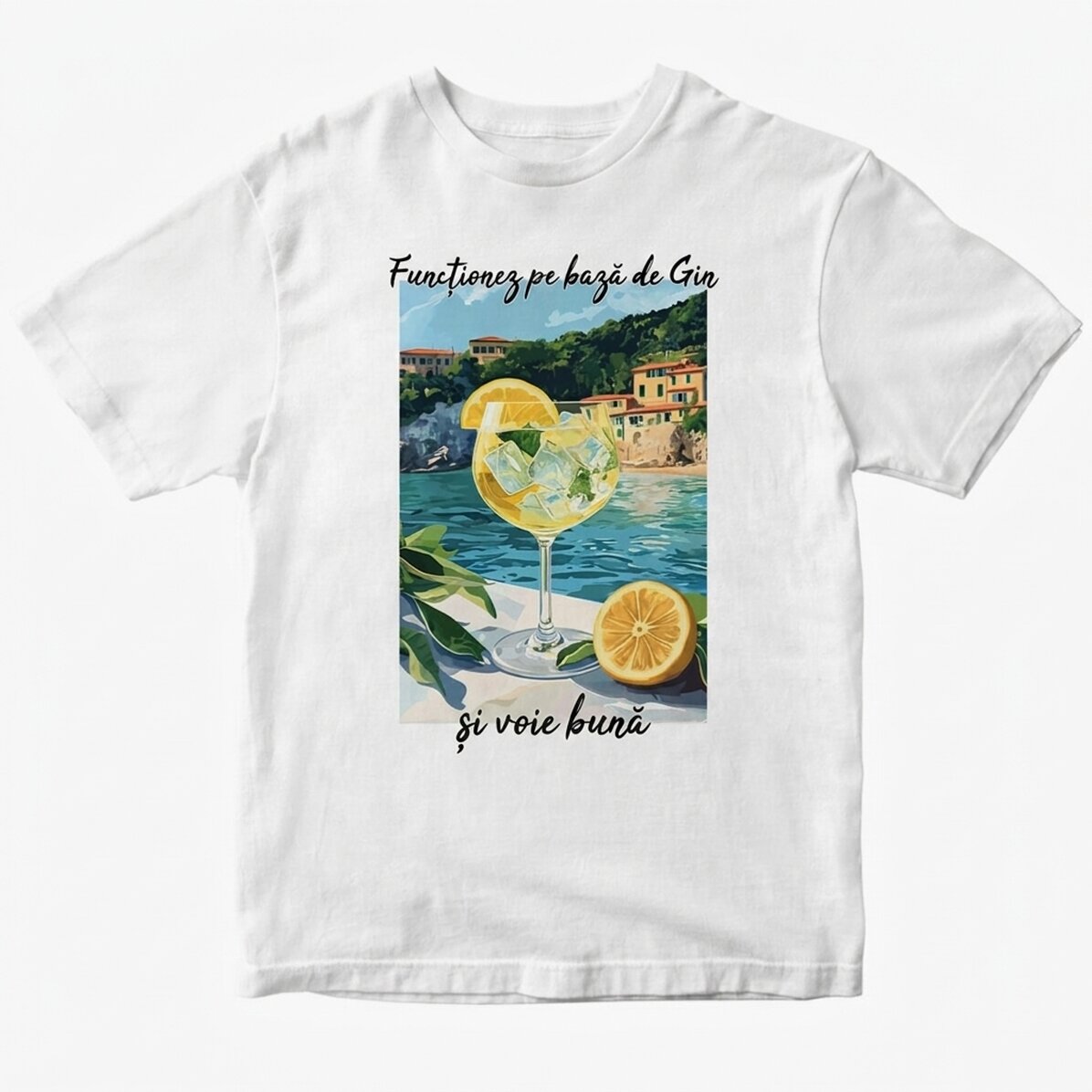 Custom cotton T-shirt with text - Running on Gin