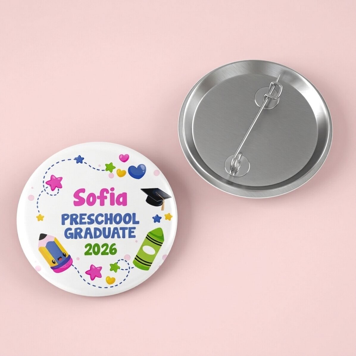 Personalised badge with text for graduation for - Kindergarten graduate