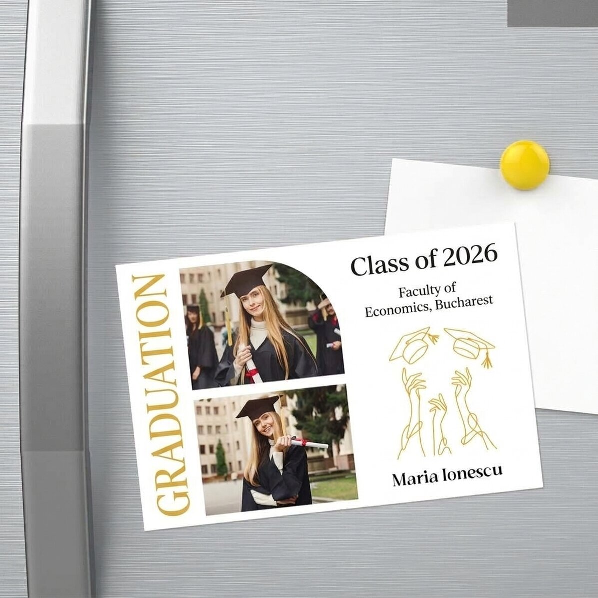 15x10 cm magnet personalised with 2 photos and text - Graduation