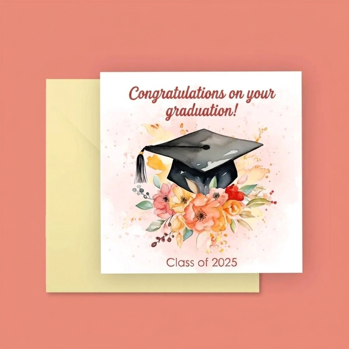 Personalised square card with text - Congratulations!