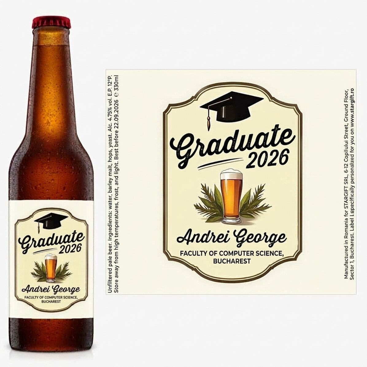 Personalised beer with message - Graduate