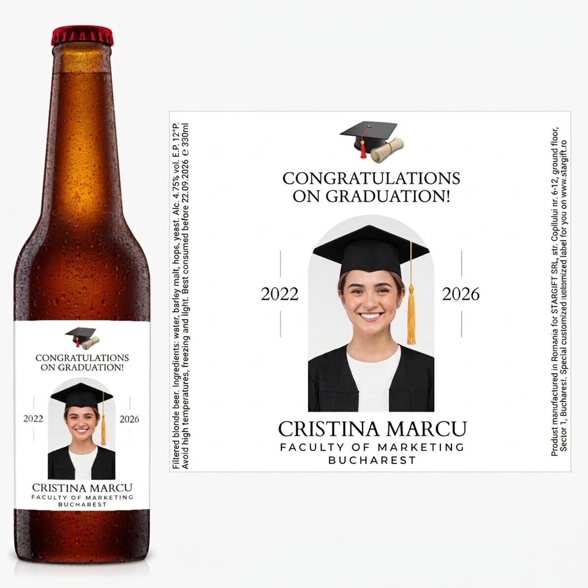 Personalised beer with message and photo - Graduation