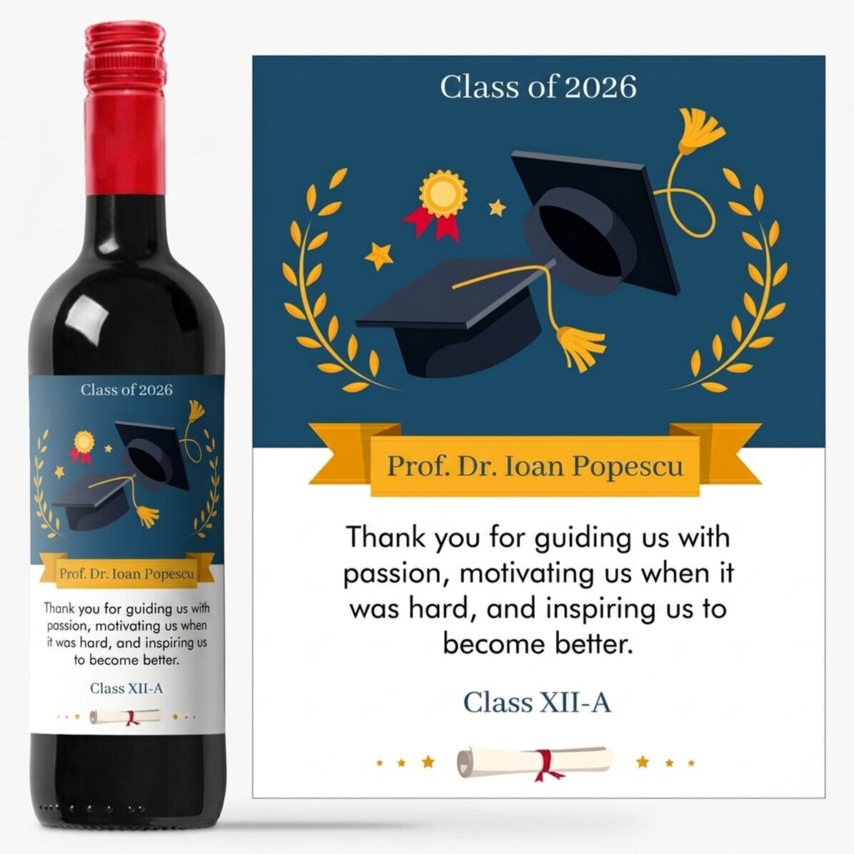 Personalised wine with a message for the teacher - Thank you!