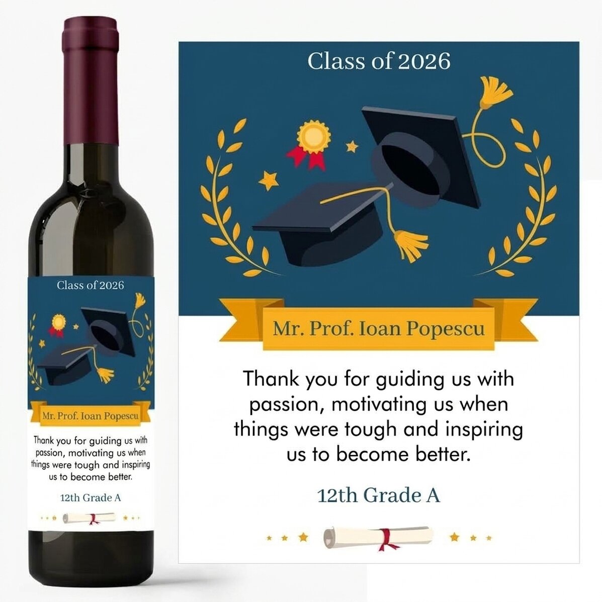 Personalised wine with a message for the teacher - Thank you!