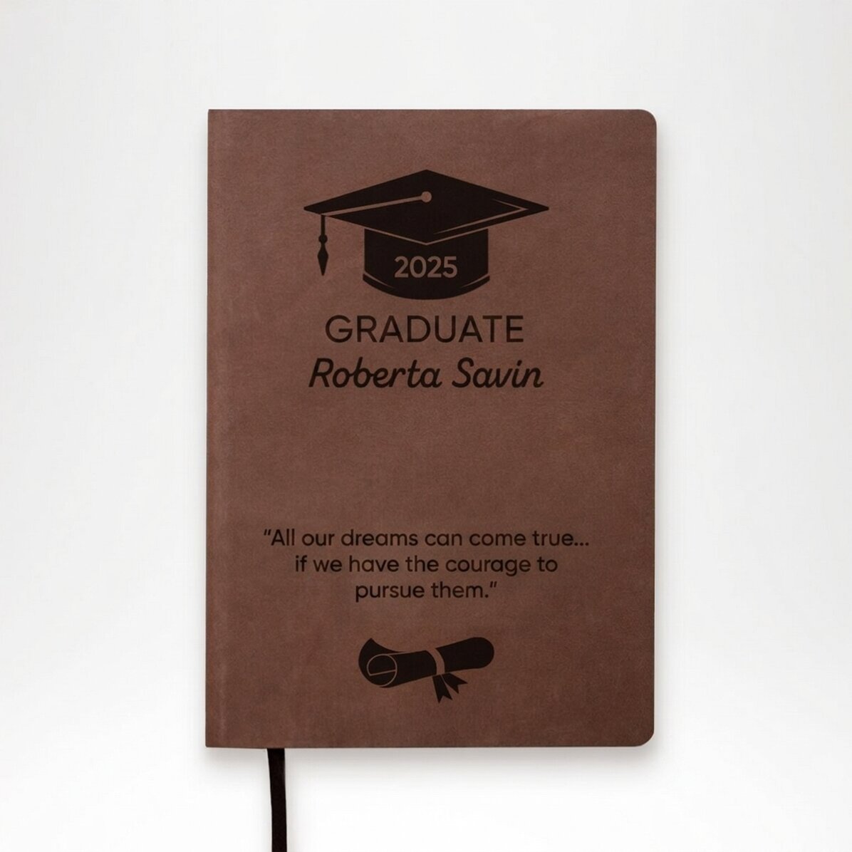 Personalised leather diary with text - Graduate