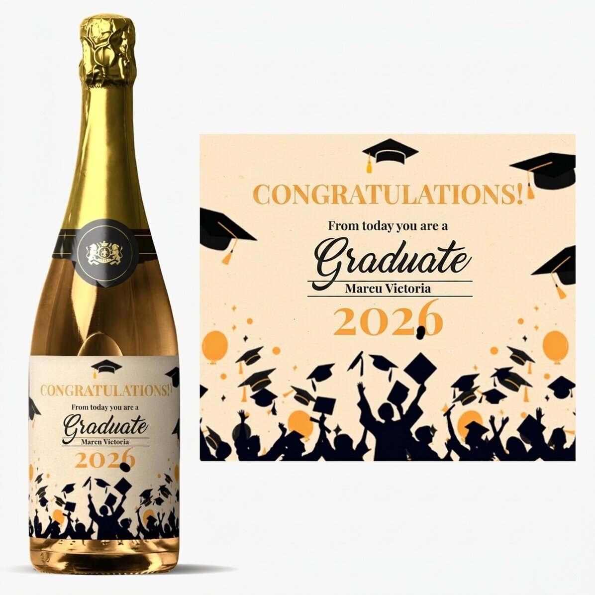 Personalised sparkling wine with text - Graduation joy