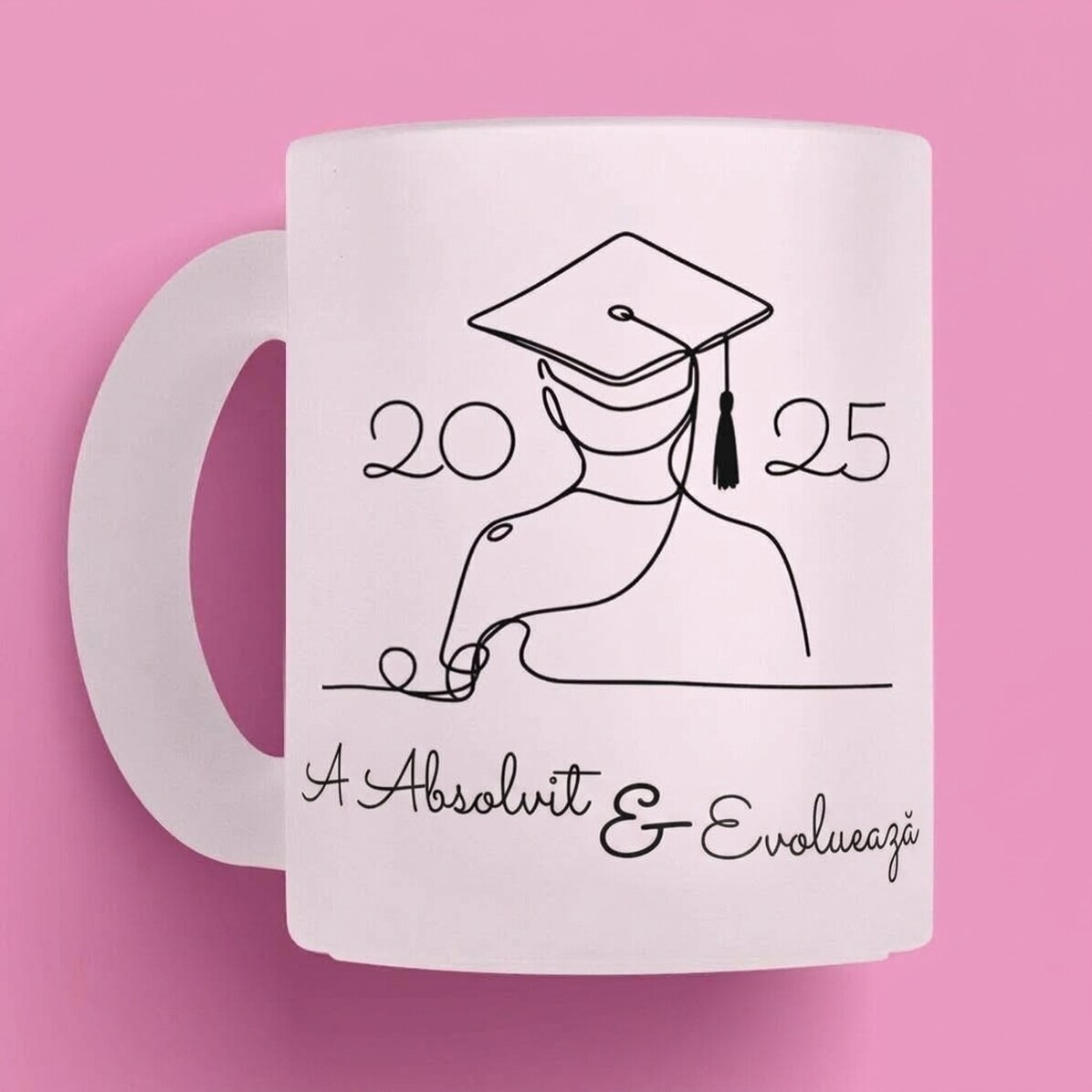 Personalised mug with name and text - Line art Graduation