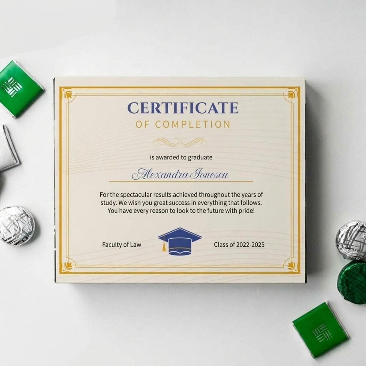 Personalised sweet box with text - Graduation certificate