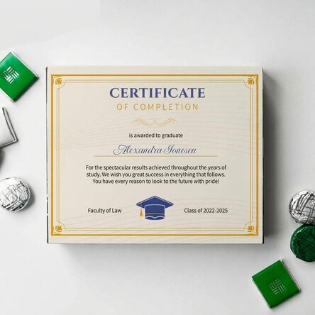 Personalised sweet box with text - Graduation certificate