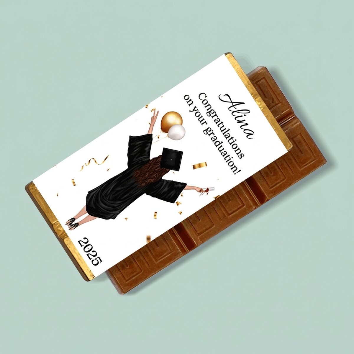 Mini chocolate bar personalised with a message for graduates