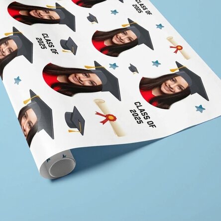 Personalised gift wrapping paper with photo and text - Graduation
