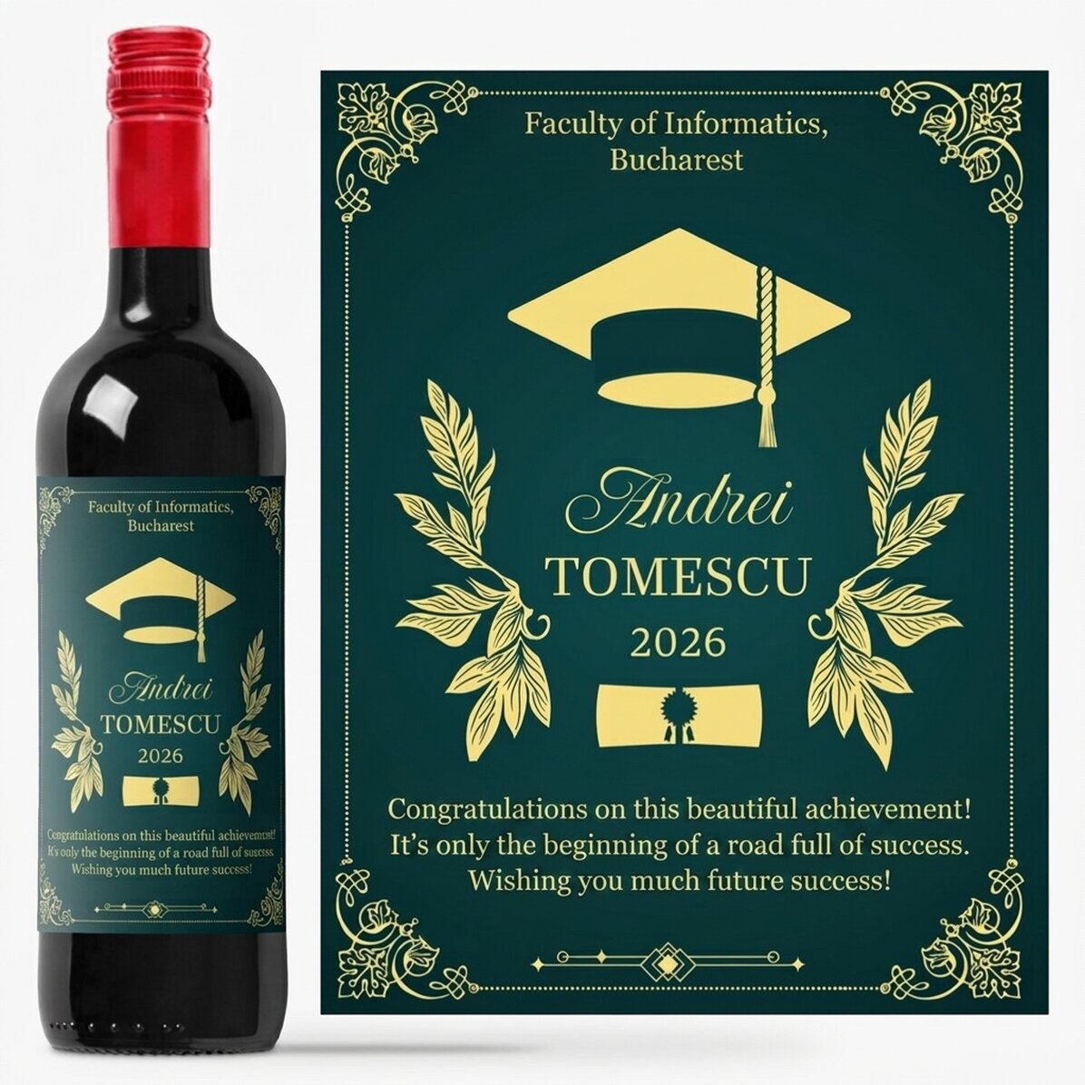 Personalised wine with message - Graduate