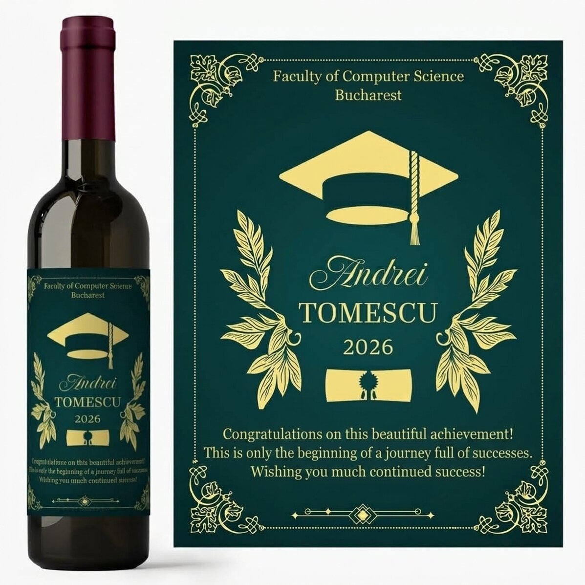 Personalised wine with message - Graduate
