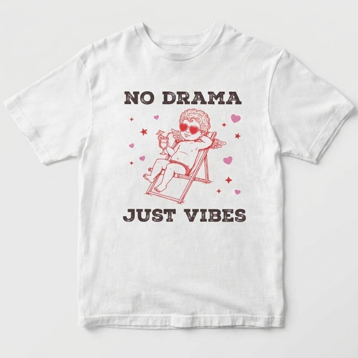 Custom cotton T-shirt - No drama, just vibes