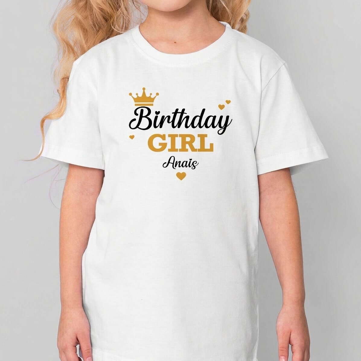 Personalised cotton T-shirt for children with message - Birthday