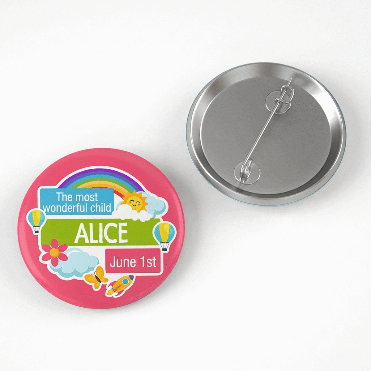 Personalised badge with message for children - 1 June