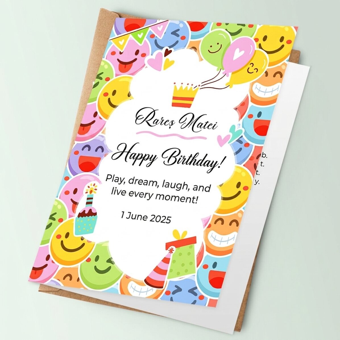Personalised greeting card with text - Emoji