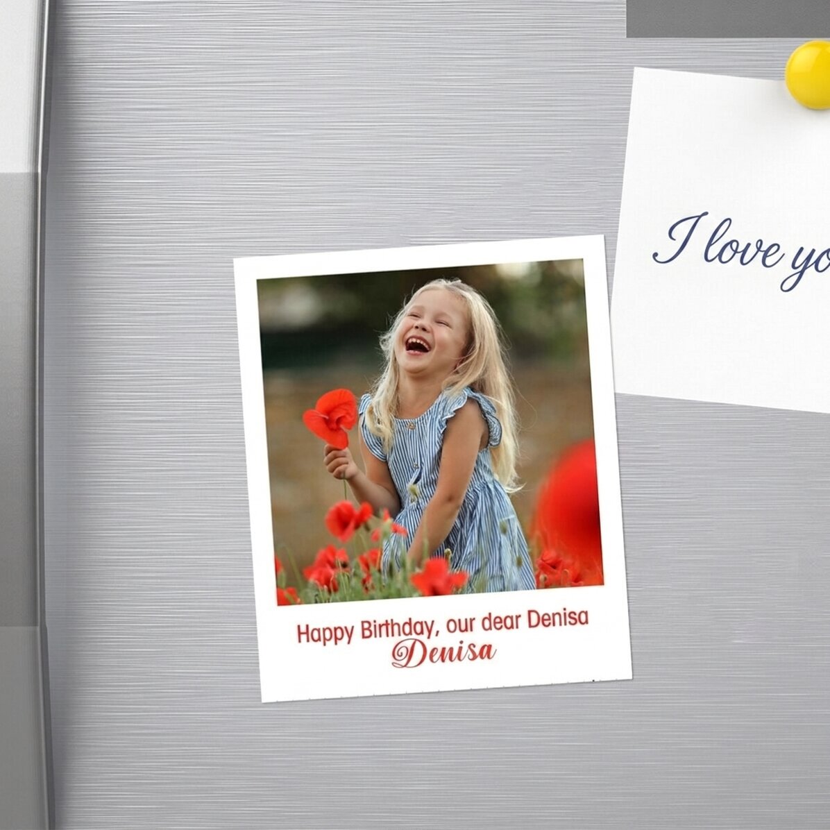 10x12 cm magnet personalised with a photo and text - Polaroid format