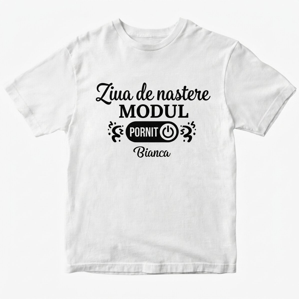 Custom cotton T-shirt with text - Birthday Mode ON