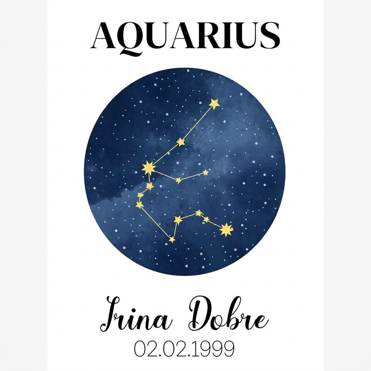 Personalised poster with text - Aquarius zodiac constellation