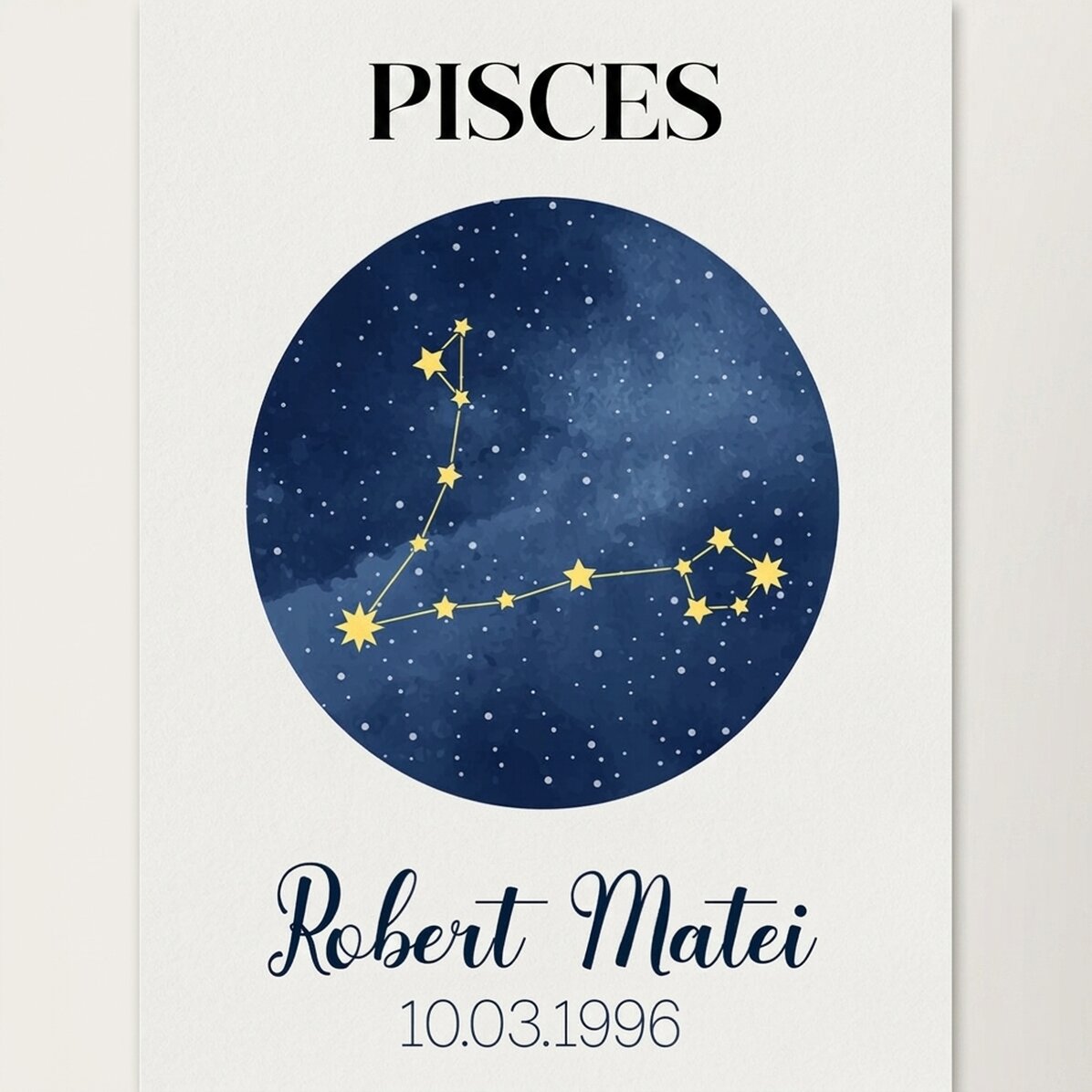 Personalised poster with text - Pisces zodiac constellation