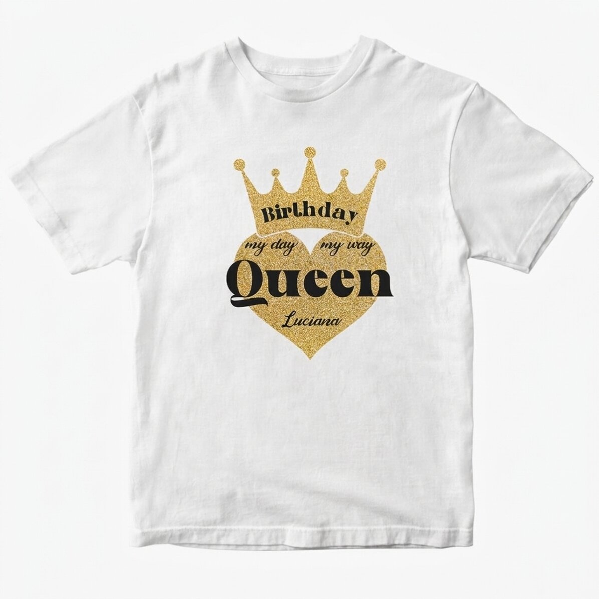 Custom cotton T-shirt with text - Birthday Queen