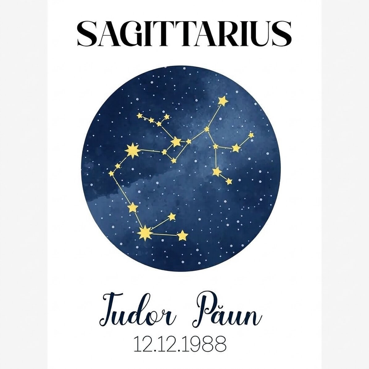 Personalised poster with text - Sagittarius zodiac constellation