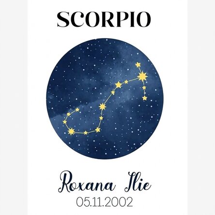 Personalised poster with text - Scorpio zodiac constellation