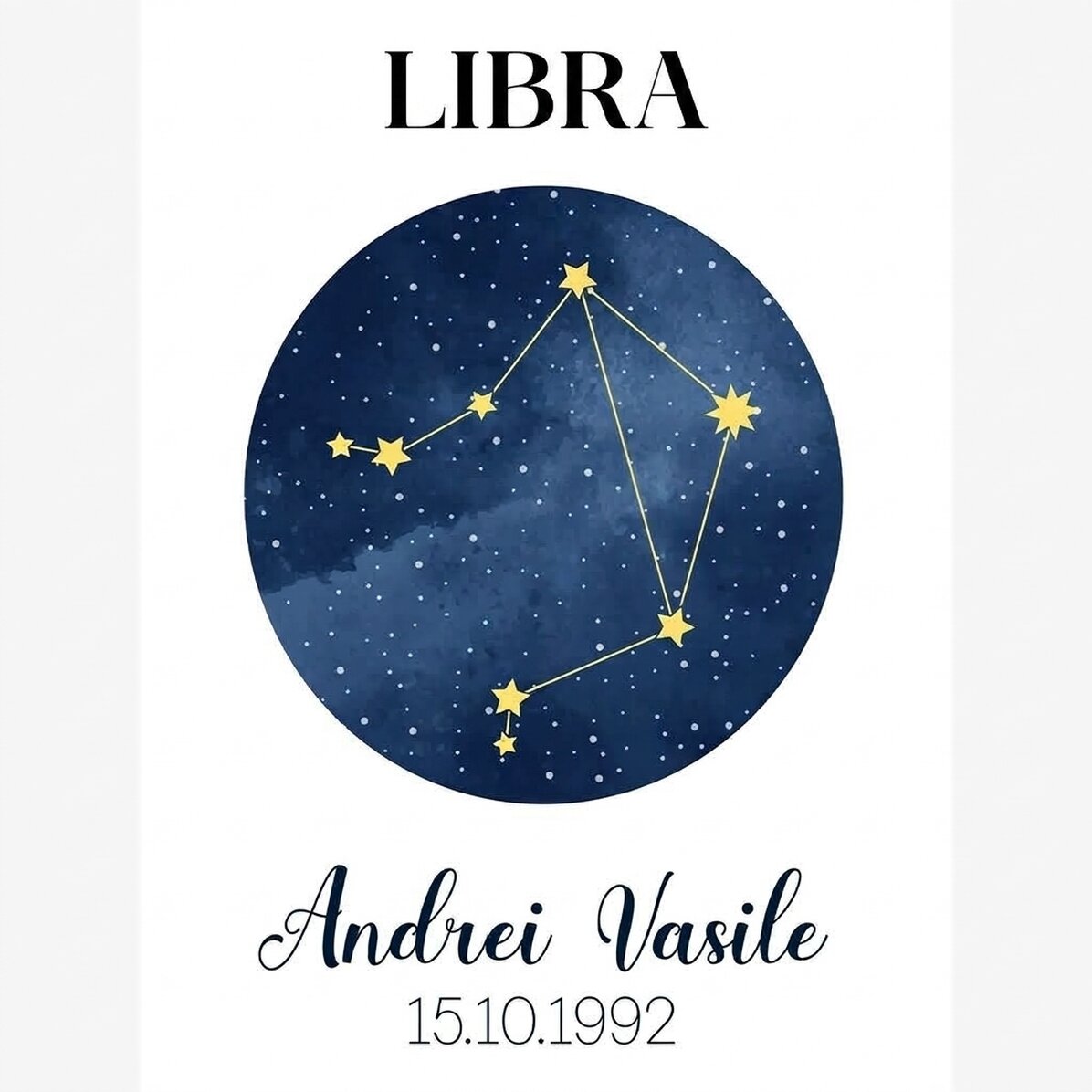 Personalised poster with text - Libra zodiac constellation