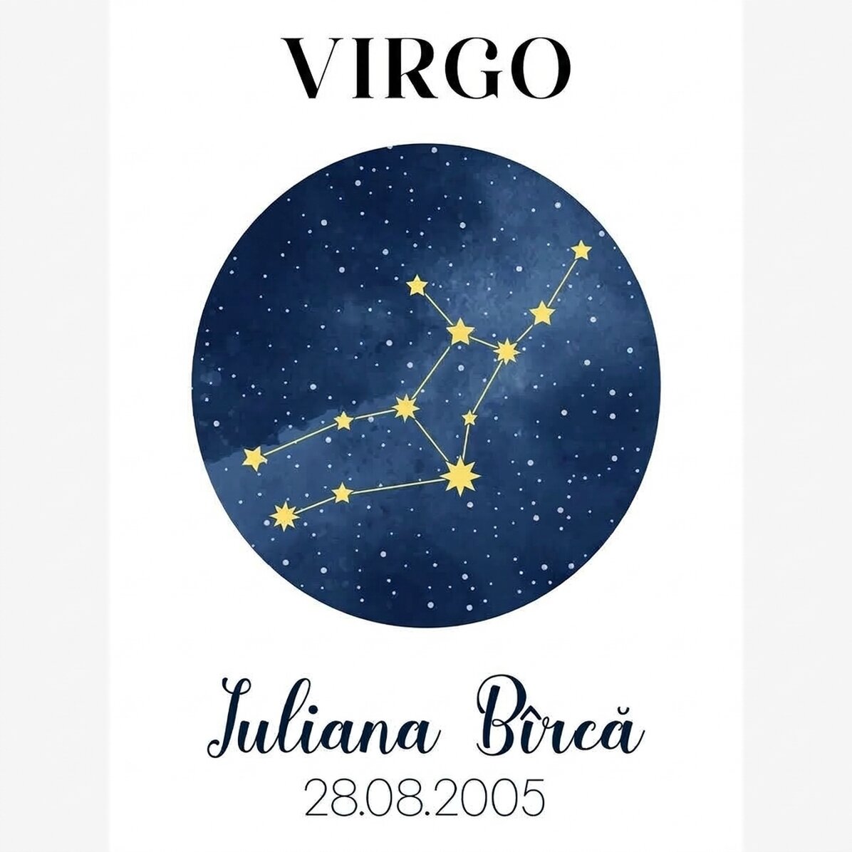 Personalised poster with text - Virgo zodiac constellation