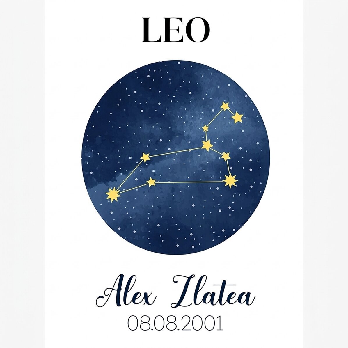 Personalised poster with text - Leo zodiac constellation