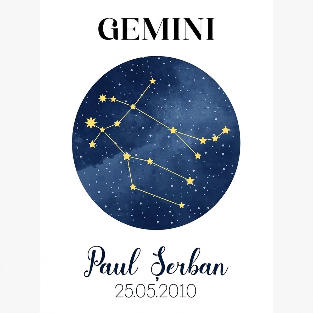 Personalised poster with text - Gemini constellation